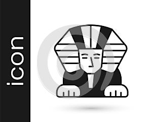Black Sphinx - mythical creature of ancient Egypt icon isolated on white background. Vector