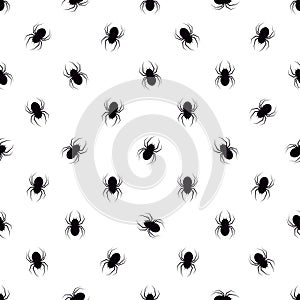 Black spider silhouette abstract halloween seamless pattern.