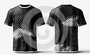 black sport shirt mockup with white abstract pattern