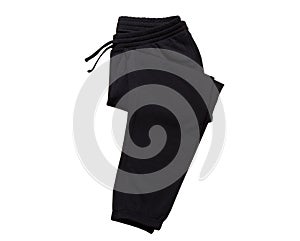 Black Sport Sweatpants Isolated on White Background