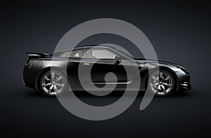 Black sports car on black background