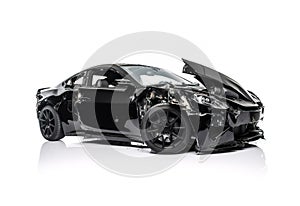 Black sports car crashed. Generative A.I