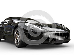 Black sports car - front closeup shot