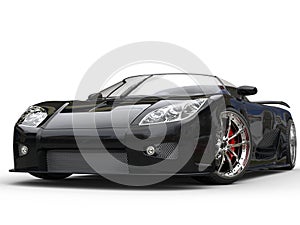 Black sports car - front view closeup