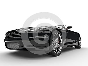 Black sports car - low view closeup