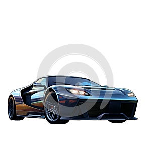 black sports car on a transparent background, isolated