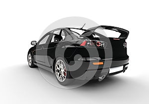 Black Sports Car on White Background