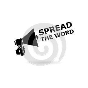 Black Spread the Word Share Information Bullhorn Megaphone icon or logo