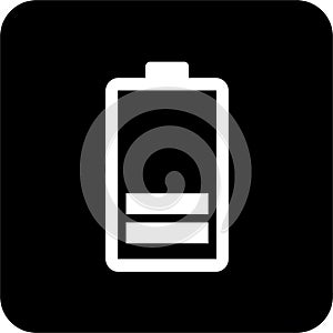 Black Square Battery 2 Icon, simple line vector for UI UX design. Symbol for website and mobile app interface and navigation