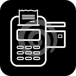 Black Square Card Machine Vector Icon, simple line vector for UI UX design. Symbol for website and mobile app interface and