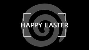 Black square with centered white Happy Easter text in sans serif font