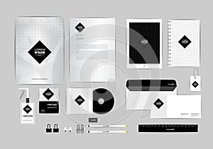 Black and square corporate identity template for your business