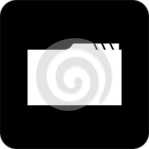 Black Square File Folder Vector Icon, simple line vector for UI UX design. Symbol for website and mobile app interface and