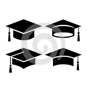 Black square graduation hat icon