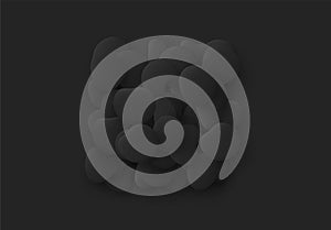 Black square isolated background. Design elements of the liquid rounded plastic shapes, smooth sea stones, Flat Liquid