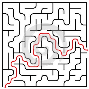 Black square maze 15x15 with help