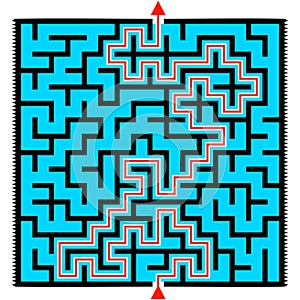 Black square maze 16x16 with help