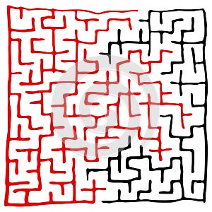 Black square maze 18x18 with help
