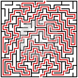 Black square maze 20x20 with help