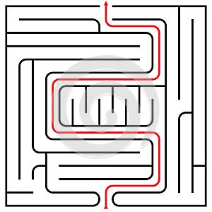 Black square maze 15x15 with help