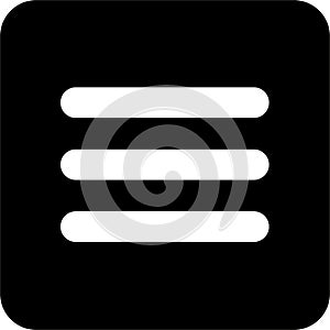 Black Square Menu Icon, simple line vector for UI UX design. Symbol for website and mobile app interface