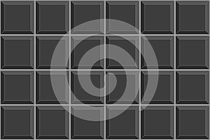 Black square tile seamless pattern. Brick wall background. Kitchen backsplash or bathroom ceramic floor texture. Vector