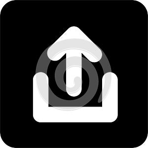 UPLOAD Black Square Vector Icon, simple line vector for UI UX design. Symbol for website and mobile app interface
