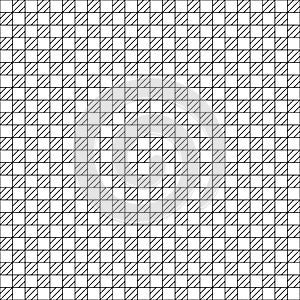 Black squares and diagonals on white background