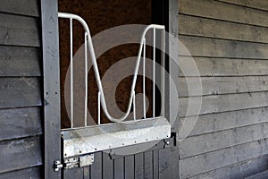 Black stable door, at equine barn.