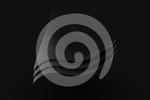 Black stack box cloth fabric levitation on black background 3d r