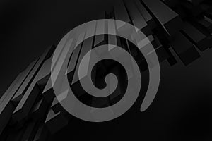 black stack line box chaos levitation on black background 3d rendering