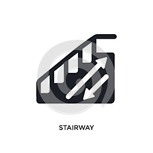 black stairway isolated vector icon. simple element illustration from hotel concept vector icons. stairway editable logo symbol