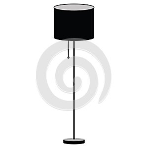 black standing lamp icon. floor lamp sign. Modern lamp symbol. flat style