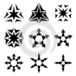 Black star arrow symbols