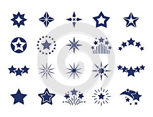 Black star icons. Premium quality labels, stars design templates on white background, black modern shapes. Vector star