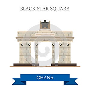 Black Star Square in Accra Ghana flat vector illus