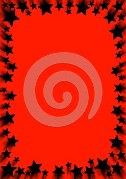 Black Stars Border on Red Background