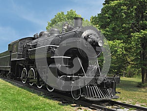 Black steam engine railroad locomotive