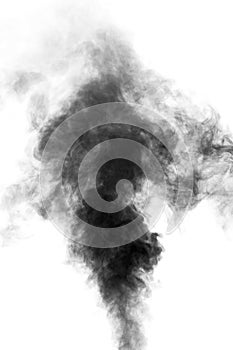 Black steam looking like smoke on white background