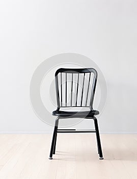 Black steel chair of a room isolated on white background