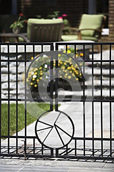 Black steel fence gate