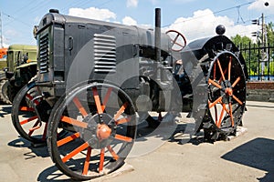 Black steel wheels tractor