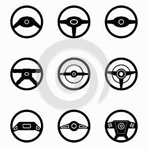 Black steering wheel a collection of icons