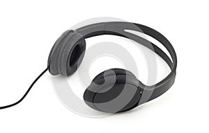 Black stereo headphones isolated on white