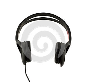 Black stereo headphones isolated on white