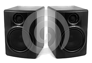 Black stereo speakers
