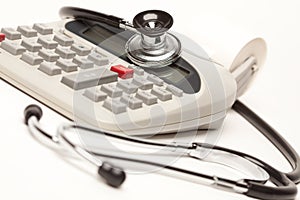 Black Stethoscope on Calculator