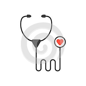 Black stethoscope icon with red heart