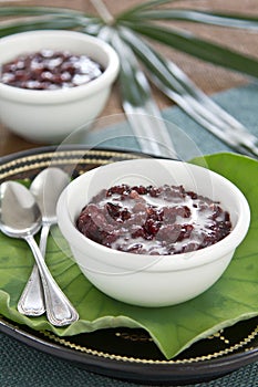 Black sticky rice with coconut milk [Thai dessert