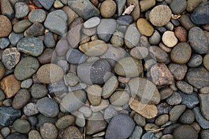 Black stone, Shiny black lava pebbles on the beach, Black lava pebble stone